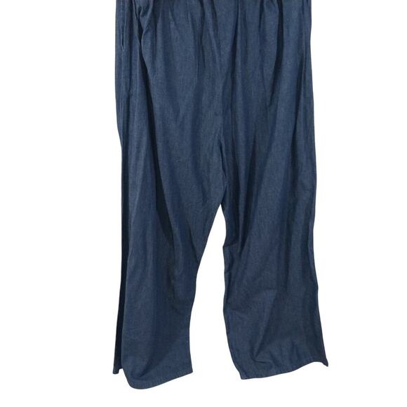 ASHLEY STEWART! BLUE DENIM RUFFLED SHOULDER ONE PIECE JUMPSUIT, ONESIE! SZ 22 - Picture 9 of 10